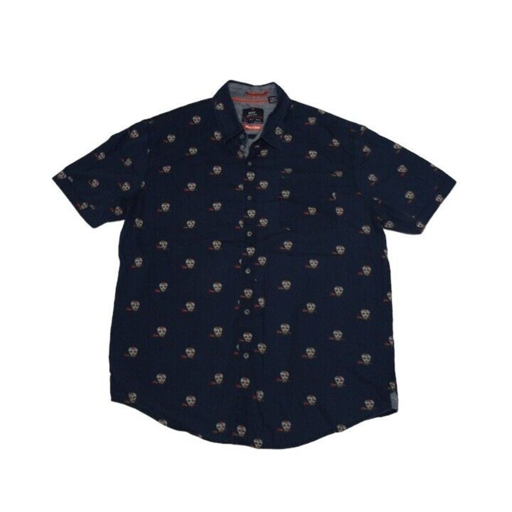 MBX Men's Large Shirt Halloween Collection Skulls All Over Button Up 100% Cotton